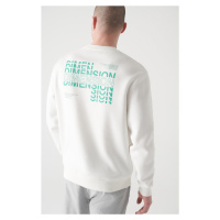 Avva Men's White Crew Neck 3 Thread Back Printed Regular Fit Sweatshirt