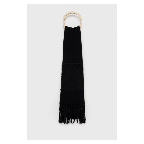 Šátek z vlněné směsi Coccinelle černá barva, hladký