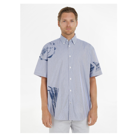Modrá pánská vzorovaná košile Tommy Hilfiger - Pánské