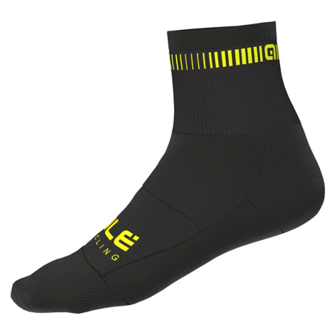 ALÉ Cyklistické ponožky klasické - LOGO Q-SKIN - černá/žlutá