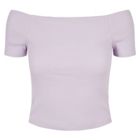 Ladies Off Shoulder Rib Tee - lilac