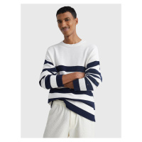 Modro-bílý pánský pruhovaný oversize svetr Tommy Hilfiger Breton