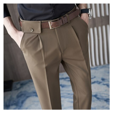 Luxusní kotníkové kalhoty se širokým poutkem na knoflík JFC FASHION