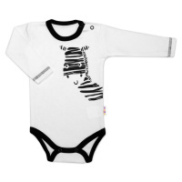 Baby Nellys Body dlouhý rukáv, bílé, Zebra vel. 56