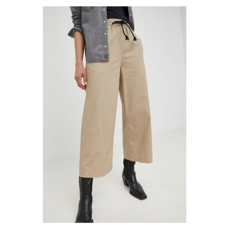 Bavlněné kalhoty Marc O'Polo Denim dámské, béžová barva, široké, high waist