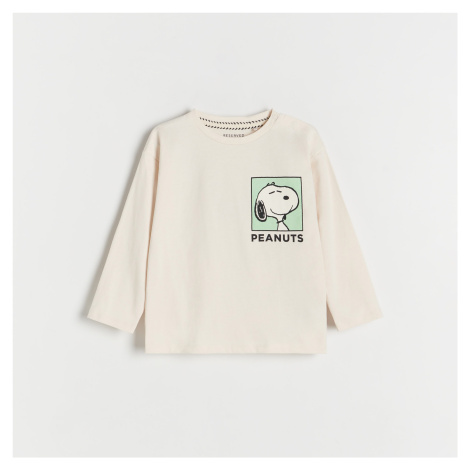 Reserved - Oversize tričko s dlouhými rukávy Snoopy - Krémová