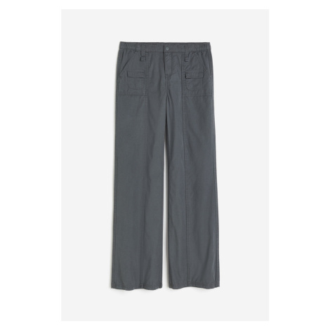 H & M - Plátěné kalhoty cargo - šedá H&M