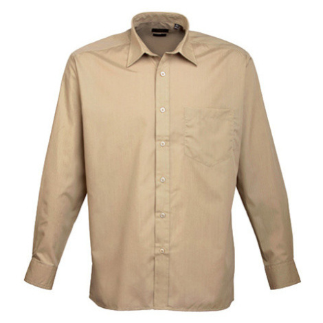 Premier Workwear Pánská košile s dlouhým rukávem PR200 Khaki -ca. Pantone 7503