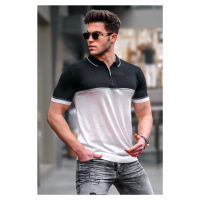 Madmext Men's White Zippered Polo Neck Knitwear T-Shirt 5731