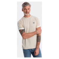 Ombre Pánské tričko s krátkým rukávem Calocheu krémová Béžová