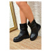 Fox Shoes Women's Black Faux Leather Boots