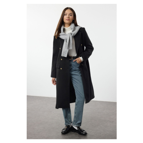 Trendyol Black Fitted Belted Coat