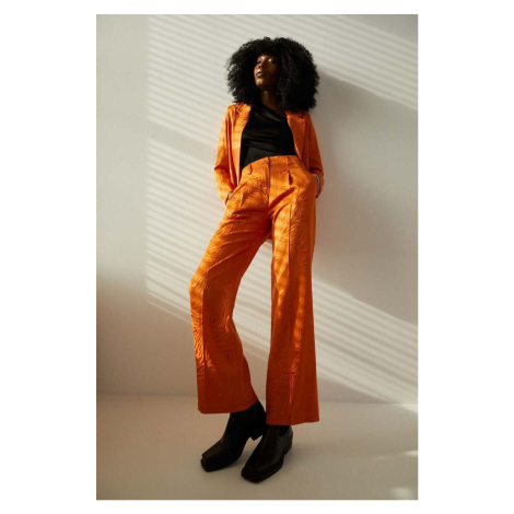 Kalhoty Answear Lab dámské, oranžová barva, jednoduché, high waist