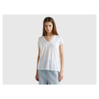 Benetton, V-neck T-shirt In Sustainable Viscose