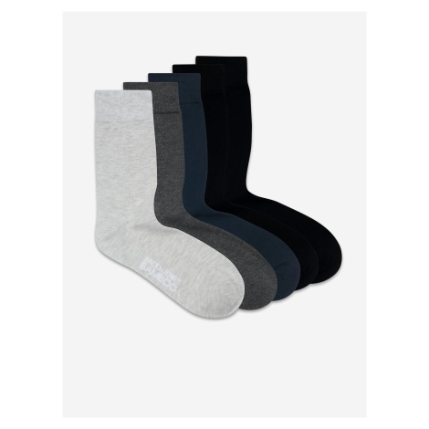 Sada pěti párů ponožek v šedé, černé a tmavě modré barvě Jack & Jones Basic Bamboo