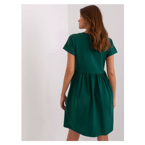 Tmavě zelené látkové šaty s netopýřími rukávy (5672-38) Factory Price