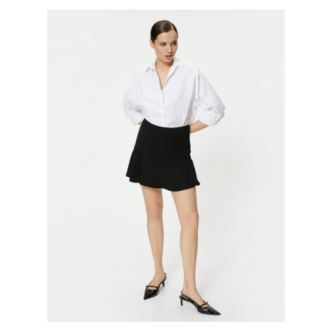 Koton Flared Mini Skirt Zipper Detail Normal Waist