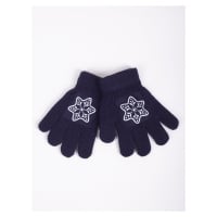 Yoclub Kids's Girls' Five-Finger Gloves With Reflector RED-0237G-AA50-008 Navy Blue