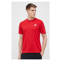 Bavlněné tričko adidas červená barva
