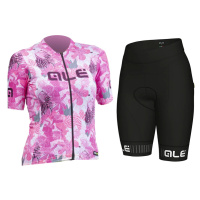 ALÉ Cyklistický krátký dres a krátké kalhoty - PR-R AMAZZONIA LADY - bílá/růžová/bordó/černá