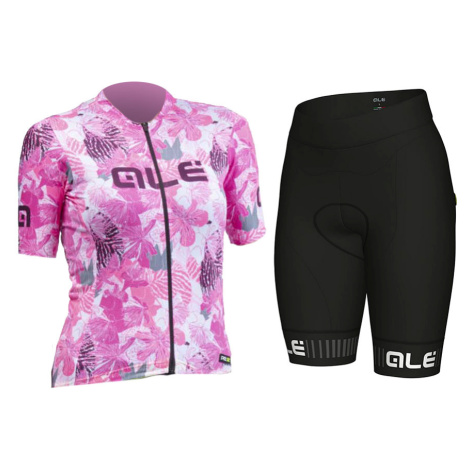 ALÉ Cyklistický krátký dres a krátké kalhoty - PR-R AMAZZONIA LADY - bílá/růžová/bordó/černá
