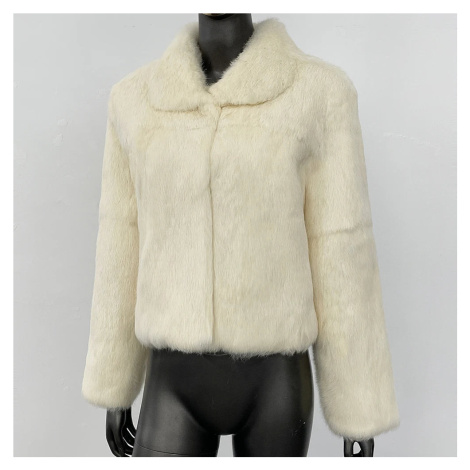 Dámský kožený kabát s králičí kožešinou