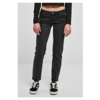 Dámské rovné džínové kalhoty s nízkým pasem - černé