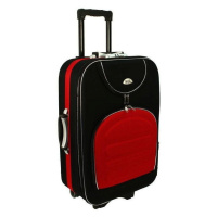 Rogal Černo-červený textilní kufr na kolečkách 