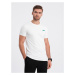 Ombre Clothing Jedinečné bílé bavlněné tričko s nášivkou V5 TSCT-0151