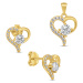 Brilio Silver Romantický pozlacený set šperků Srdíčka SET219Y (přívěsek, náušnice)