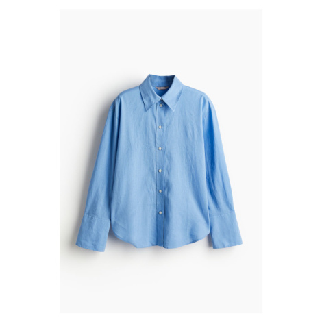 H & M - Objemná košile z lněné směsi - modrá H&M
