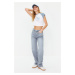 Trendyol Blue-Grey Low Waist Wide Leg Jeans