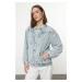 Trendyol Blue Embroidered Denim Jacket