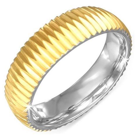 Zlatý prsten z chirurgické oceli - vroubkovaný Šperky eshop