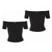 Urban Classics / Ladies Organic Off Shoulder Rib Tee 2-Pack black+black