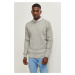 AC&Co / Altınyıldız Classics Men's Light Gray Standard Fit Regular Cut Crew Neck Jacquard Knitwe