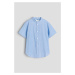 H & M - Bavlněná košile's korejským límečkem - modrá