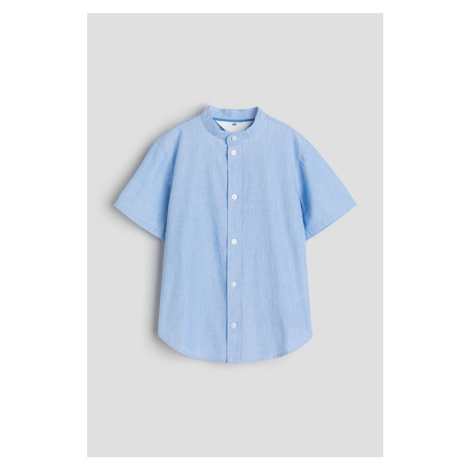 H & M - Bavlněná košile's korejským límečkem - modrá H&M