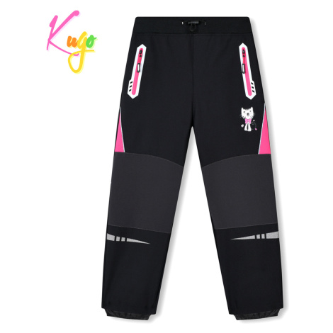 Dívčí softshellové kalhoty - KUGO HK3116, černá / růžová aplikace Barva: Černá