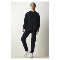 Happiness İstanbul Women's Black Raised Knitted Tracksuit