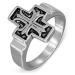 Ocelový prsten, Fleur de Lis v patinovaném latinském kříži