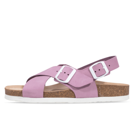 Vasky Cross Pink - Dámské kožené sandály růžové, česká výroba