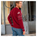 Blancheporte Žakárový pulovr se vzorem kosočtverců a sobů červená