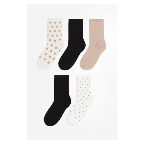 H & M - Ponožky z žebrovaného úpletu 5 párů - bílá H&M