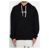 Trendyol Black Men's Oversize/Wide Cut Animal Printed Cotton Sweatshirt with Fleece Inside