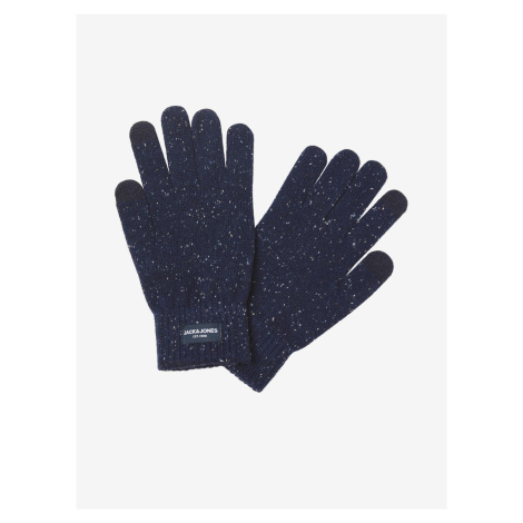 Tmavě modré pánské žíhané rukavice Jack & Jones Cliff - Pánské