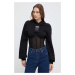 Mikina Versace Jeans Couture dámská, černá barva, s kapucí, potiskem, 76HAI301 F0010