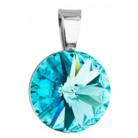 Stříbrný přívěsek s krystaly Swarovski modrý kulatý-rivoli 34112.3 light turquoise