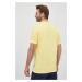 Bavlněné tričko Boss žlutá barva, hladký