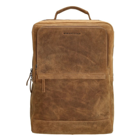Hide & Stitches Hnědý batoh na notebook z pravé kůže "Sirius" 12L